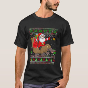 T-shirt Douleur Xmas moche Funny Père Noël équitation Plat