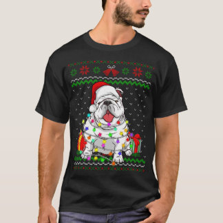 T-shirt Doux moche lumières de Noël Français Chien à Chien