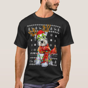 T-shirt Doux moche lumières de Noël Schnauzer Chien Chien
