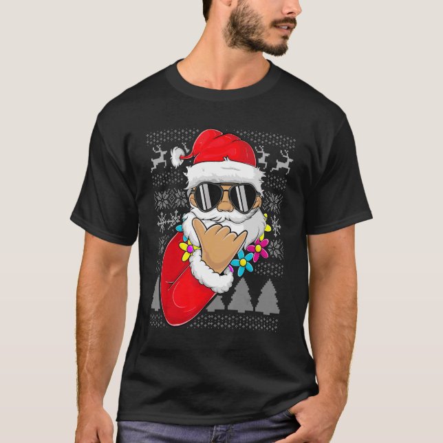 T-shirt Doux moche Mele Kalikimaka Apparel Shaka Père Noël (Devant)