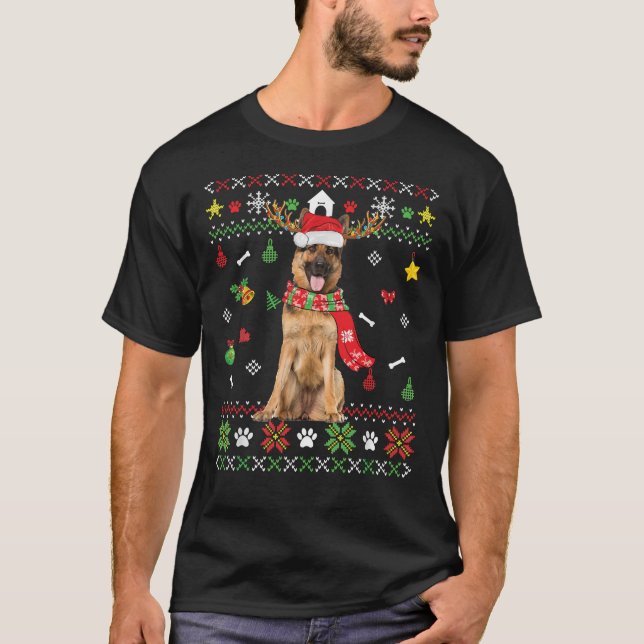 T-shirt Doux moche Noël Allemand Berger Chien Chien Chien  (Devant)