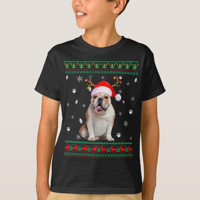 T-shirt Doux moche Noël anglais Chien Chien Père Noël R (Devant)