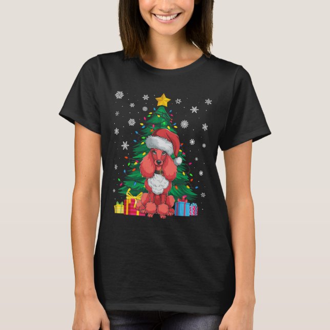 T-shirt Doux moche sapin de Noël éclaire le caniche chien  (Devant)