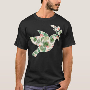 T-shirt Dove Flower Girl Imprimer Floral Pigeon Hawaiian