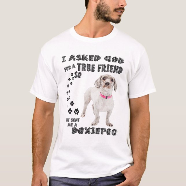 T-shirt Doxiepoo Citation Maman, Doxiedoodle Papa, Dachshu (Devant)