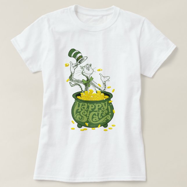 T-shirt Dr Seuss | Chat dans le Casquette - Joyeux St. Cha (Design devant)