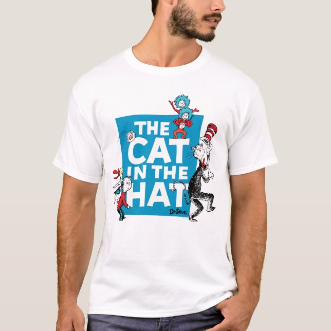 T-shirt Dr Seuss | Chat dans le logo du Casquette - Caract (Devant)