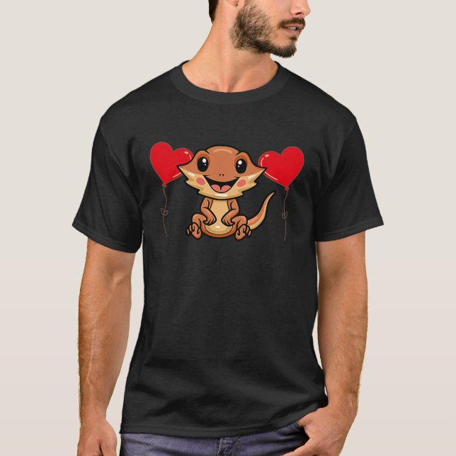 T-shirt Dragon à coeur avec Valentines Balloon Jour L (Devant)