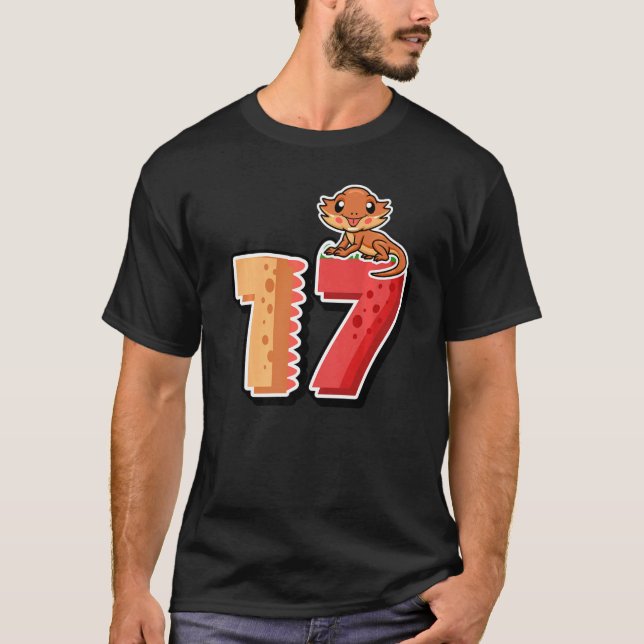 T-shirt Dragon à oreilles 17e Anniversaire Reptile Animal  (Devant)