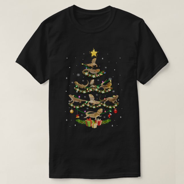 T-shirt Dragon à poils Arbre de Noël Amant repiquant  (Design devant)