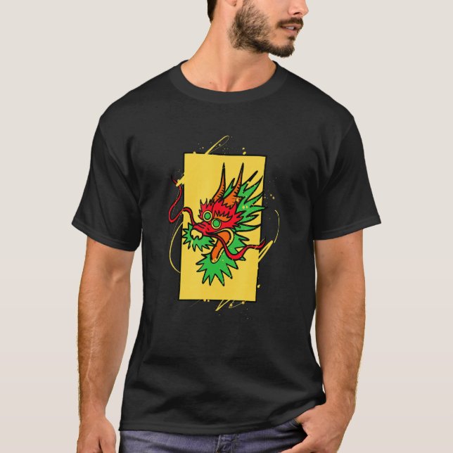 T-shirt Dragon asiatique Art oriental chinois (Devant)