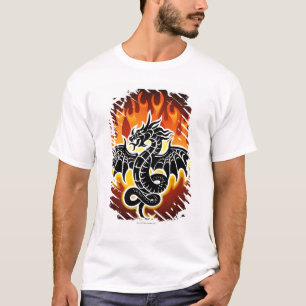 T-shirt Dragon avec des flammes à l'arrière-plan
