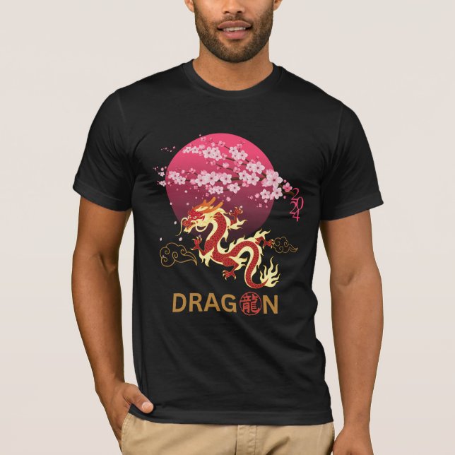 T-shirt Dragon avec fleur de cerisier (Devant)