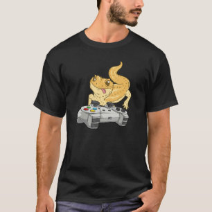 T-shirt Dragon barbu jouant à un jeu vidéo Reptile Lézard