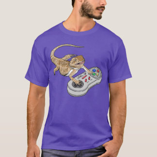 T-shirt Dragon barbu jouant à un jeu vidéo Reptiles Pagona