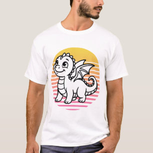 T-shirt Dragon barbu Retro Sunset – Beardie vintage des an