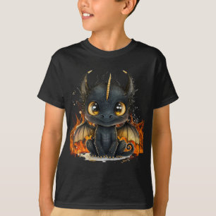 T-shirt Dragon Black Baby en feu