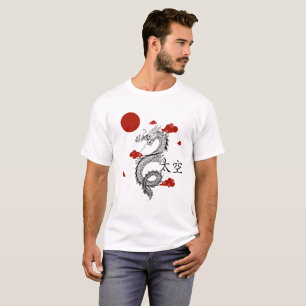 T-shirt Dragon blanc rouge chinois
