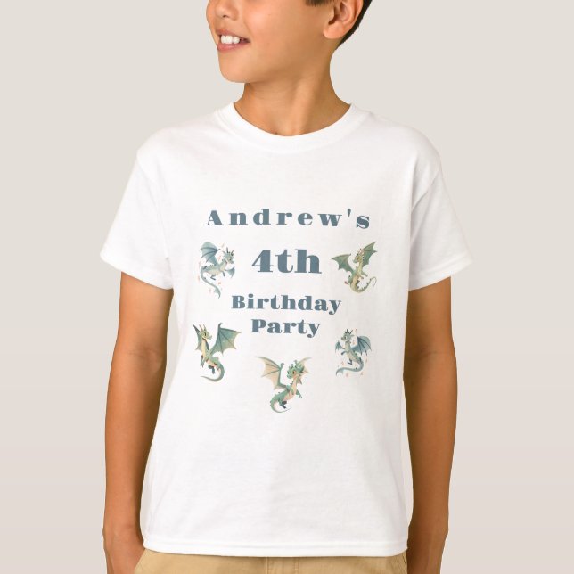 T-shirt Dragon Boys 3ème 4ème 5ème anniversaire Invitation (Devant)