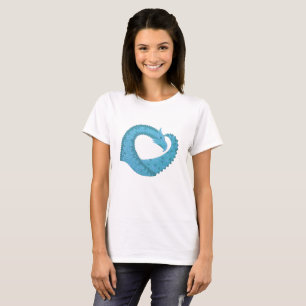 T-shirt Dragon cardiaque turquoise en blanc