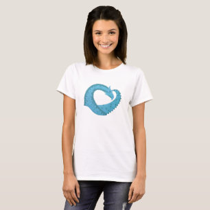T-shirt Dragon cardiaque turquoise en blanc
