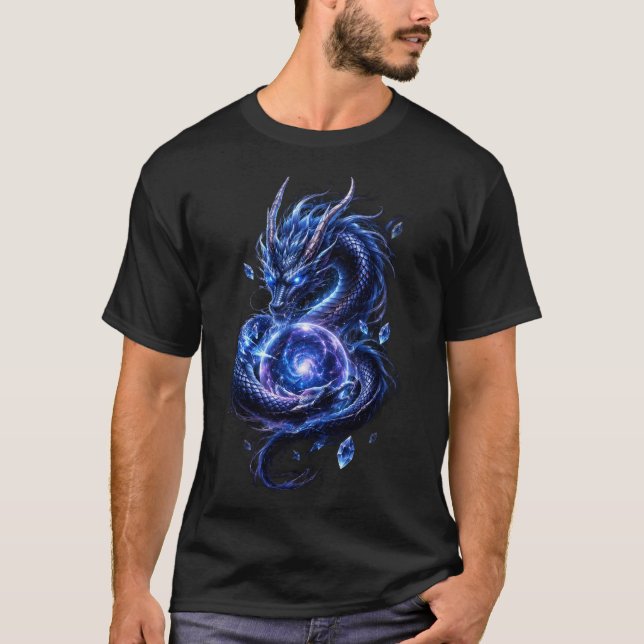 T-Shirt Dragon Céleste Bleu | Fantaisie Japonaise  (Devant)