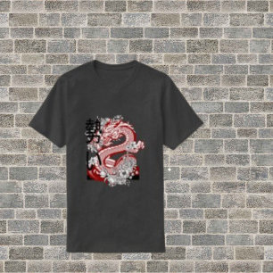T-shirt Dragon chinois, Pop Art Charcoal Color Hommes