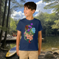 Dragon Chinois Vert Mystique Floral Bleu Marine