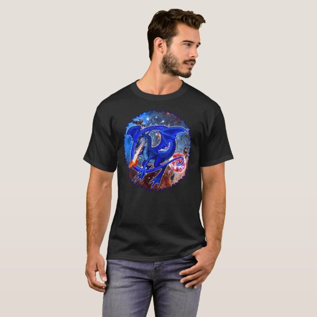 T-shirt Dragon Cosmique Azurite (Devant entier)