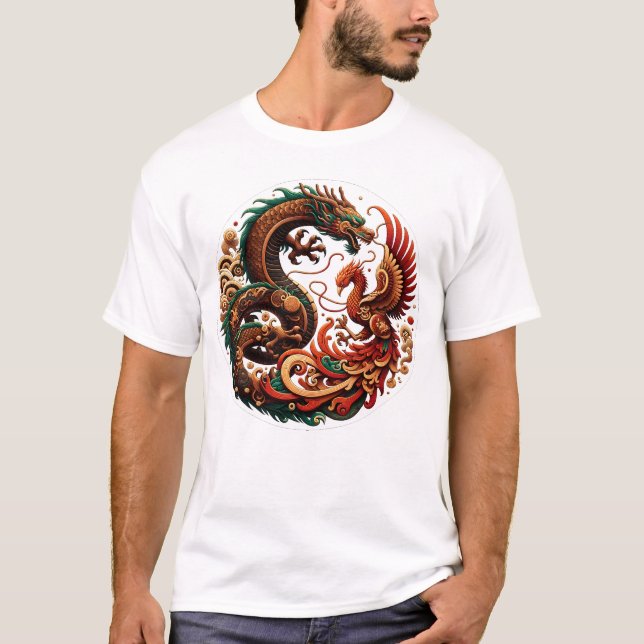 T-shirt Dragon de bois et Phoenix (Devant)