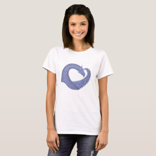 T-shirt Dragon de coeur gris bleu sur blanc