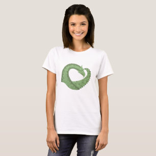 T-shirt Dragon de coeur vert olive blanc