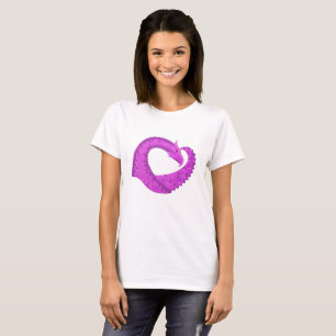 T-shirt Dragon de coeur violet clair sur blanc