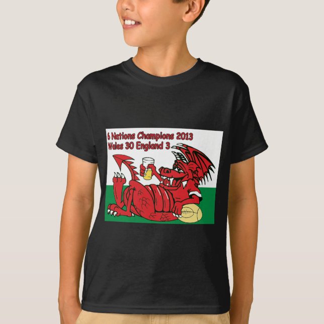 T-shirt Dragon de Gallois, 6 champions de nations, Pays de (Devant)