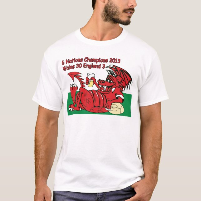 T-shirt Dragon de Gallois, 6 champions de nations, Pays de (Devant)
