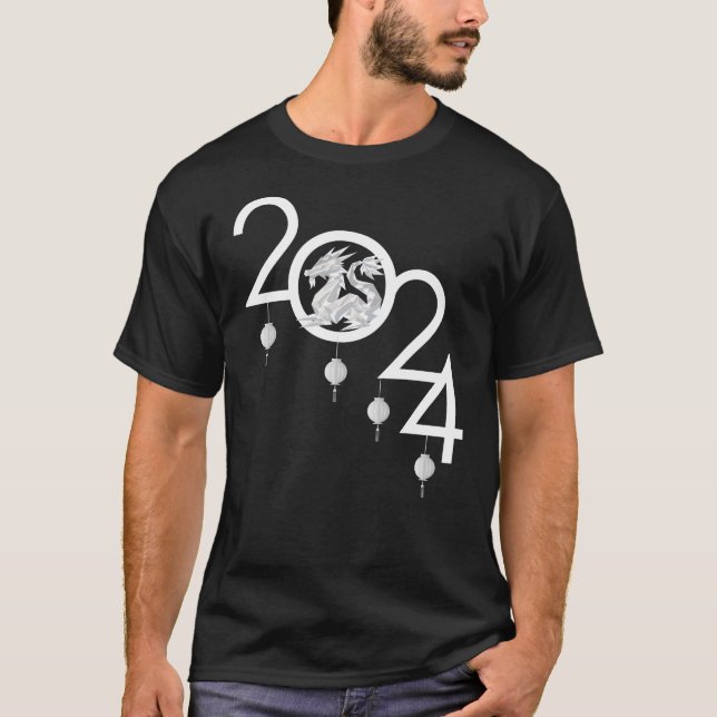 T-shirt Dragon d'Origami chinois pour le Nouvel An (Devant)