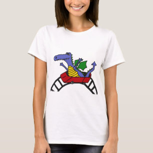 T-shirt Dragon drôle sur des montagnes russes