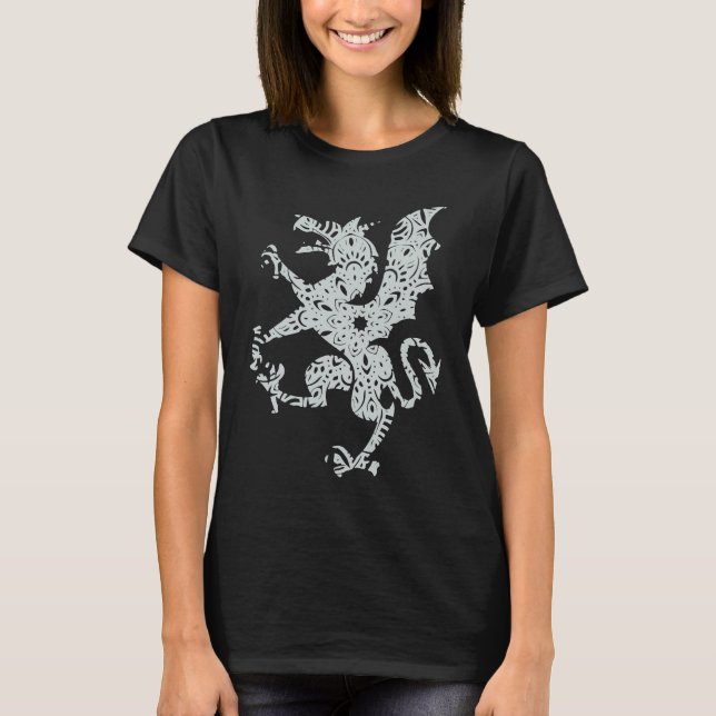 T-shirt Dragon Fantasy Mandala Fairy Tale Wings (Devant)