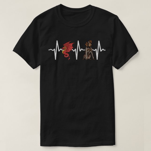 T-shirt Dragon German Wirehaired Pointer Heartbeat Dog Lov (Design devant)