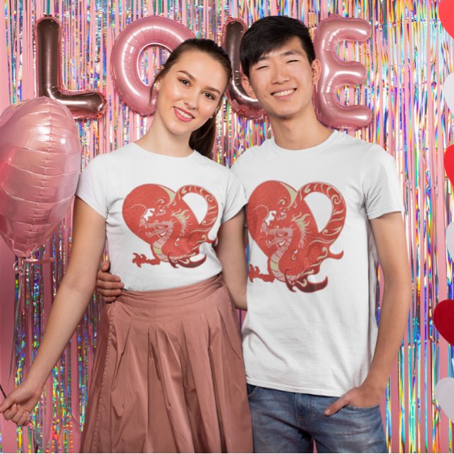 T-shirt Dragon Heart Valentine Light Unisex couleur (Dragon Heart Valentine Light Colored Unisex T-Shirt)