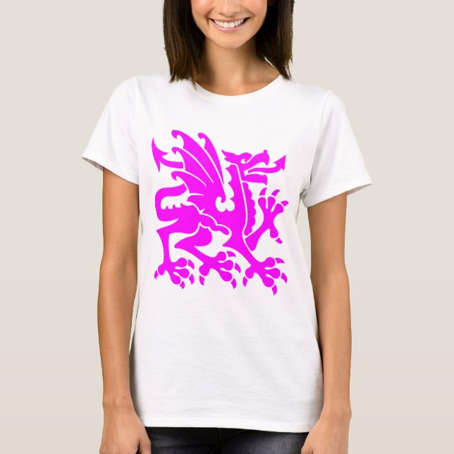 T-shirt Dragon héraldique 01 - Magenta (Devant)
