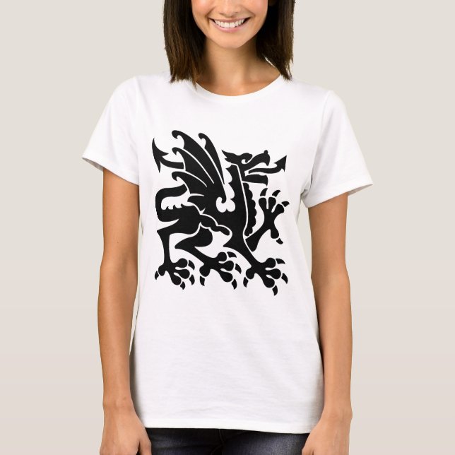 T-shirt Dragon héraldique 01 - Noir (Devant)