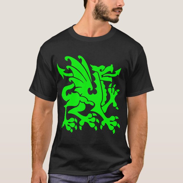 T-shirt Dragon héraldique 01 - Vert (Devant)
