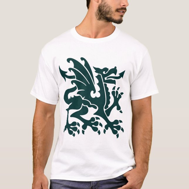T-shirt Dragon héraldique 01 - Vert foncé (Devant)