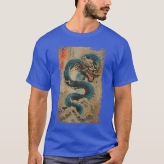 T-shirt Dragon japonais et la Grande Vague de Kanagawa en