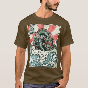 T-shirt Dragon Japonais Grande vague au large de Kanagawa 