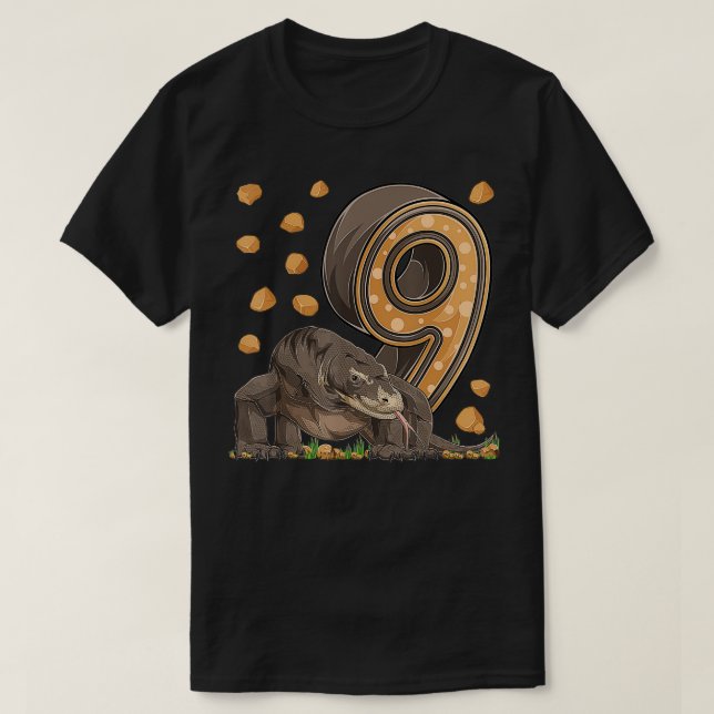 T-shirt Dragon Komodo vieux de 9 ans Reptile 9e Anniversai (Design devant)