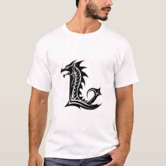 T-shirt Dragon Letter L – Elegant Dragon Alphabet Design