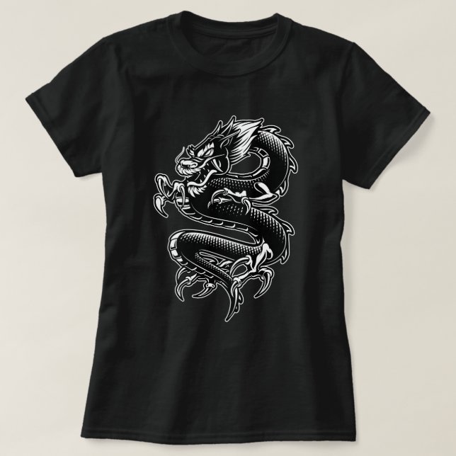 T-shirt Dragon noir et blanc (Design devant)
