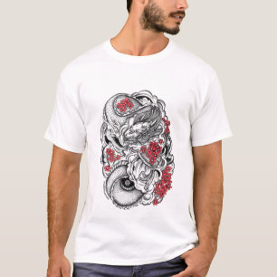 T-shirt Dragon oriental avec des fleurs